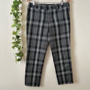 GUCCI Black and White 100% Cotton Midrise Plaid Straight Leg Crop Pants